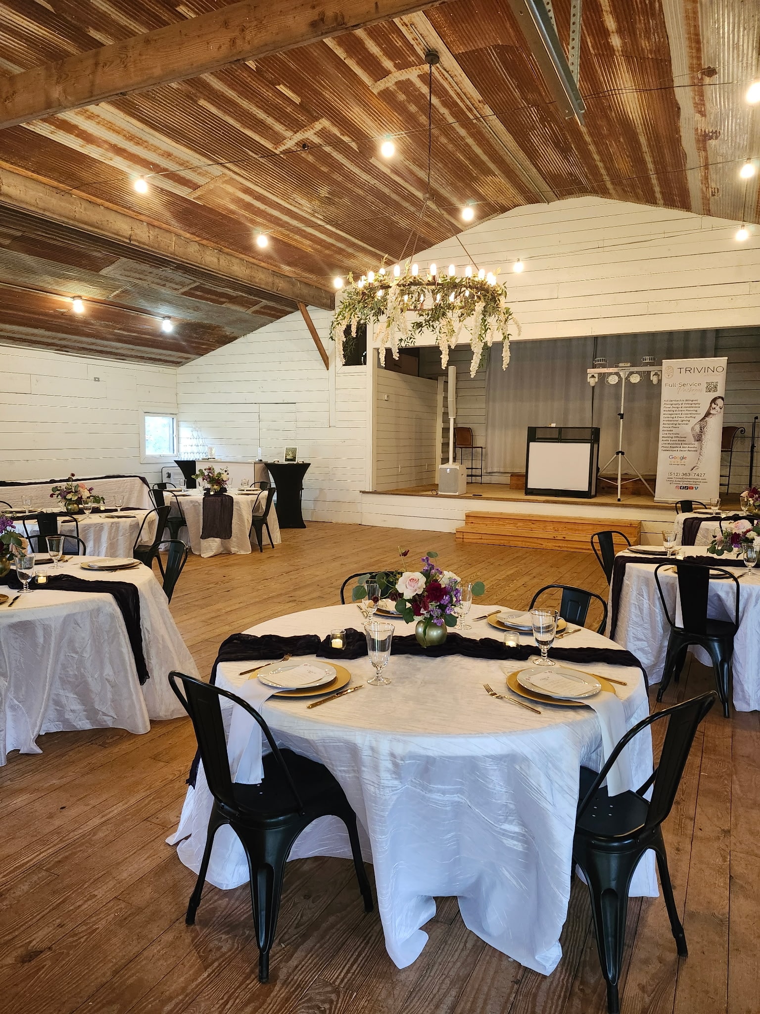 Willow Hall interior styled for First Date After the Ring event at Willow Sky Ranch near Fredericksburg TX