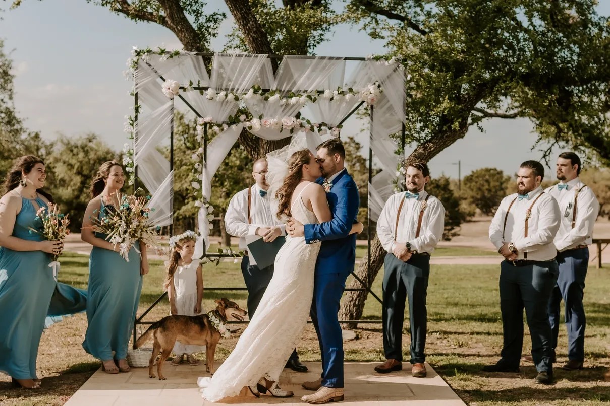 Emily Vaughn's wedding ceremony at Willow Sky Ranch — Texas Hill Country spring wedding